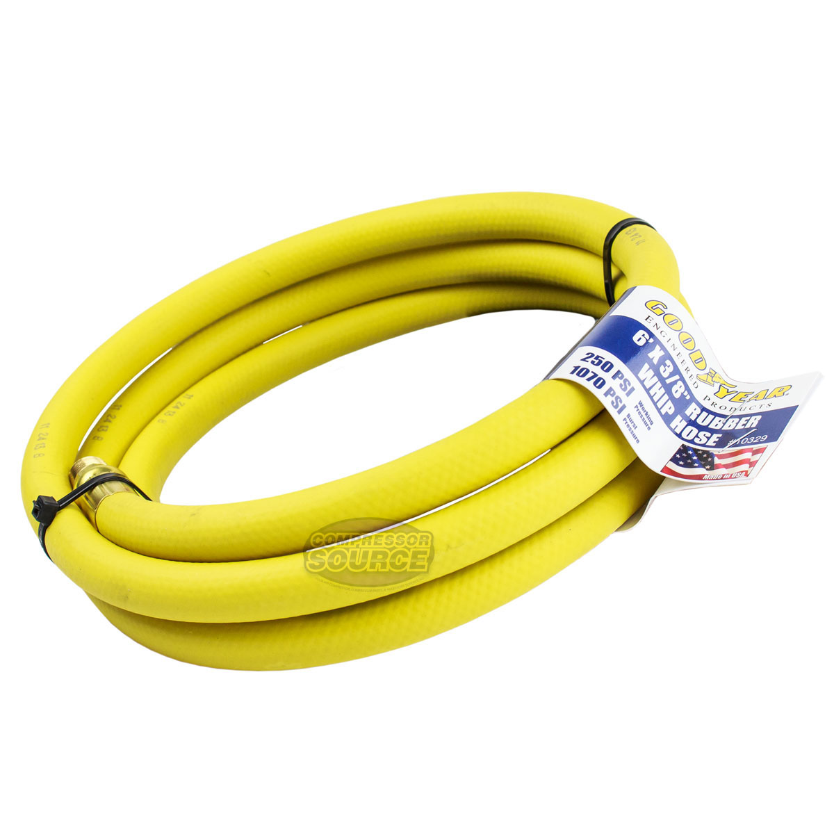 Goodyear Rubber Hose Whip 6' ft. x 3/8" in. 250 PSI Air Compressor Lead